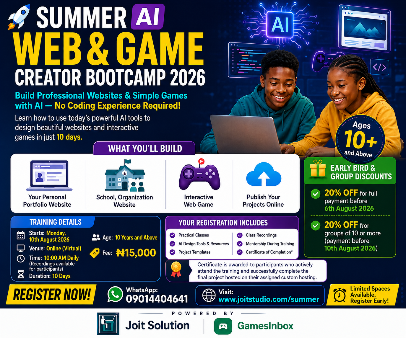 Summer AI Web & Game Creator Bootcamp 2026